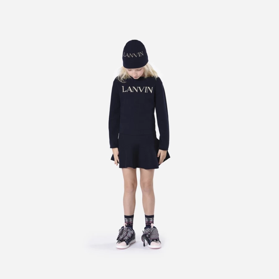 LANVIN Navy Tricot Socks for Girls - Comfortable & Stylish Cotton Blend