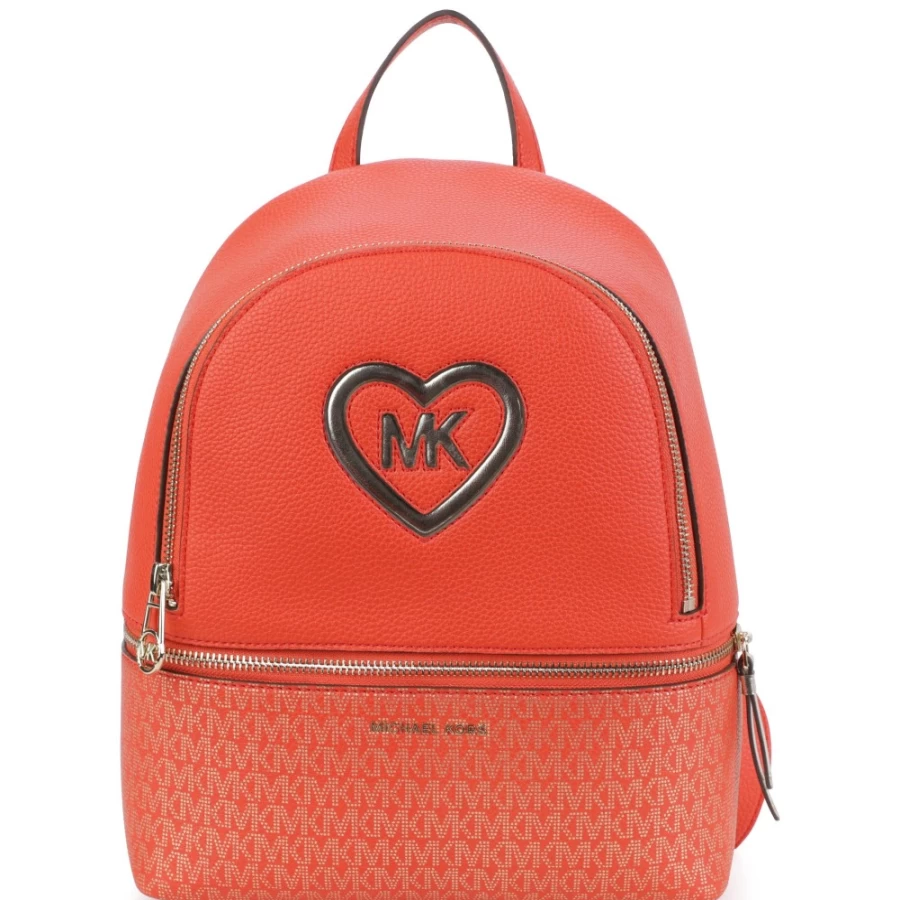 MICHAEL KORS Peach Rucksack With Heart Patch for Girls - Stylish Backpack for School & Travel