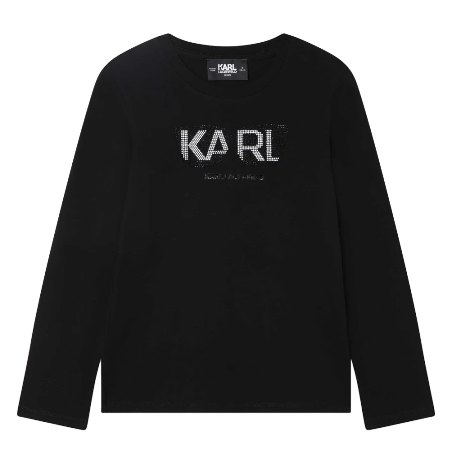 KARL LAGERFELD KIDS Black Cotton Long-Sleeve T-Shirt for Girls