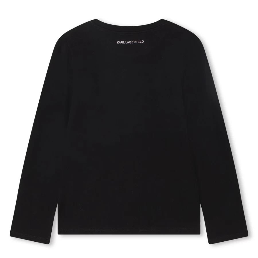 KARL LAGERFELD KIDS Black Cotton Long-Sleeve T-Shirt for Girls