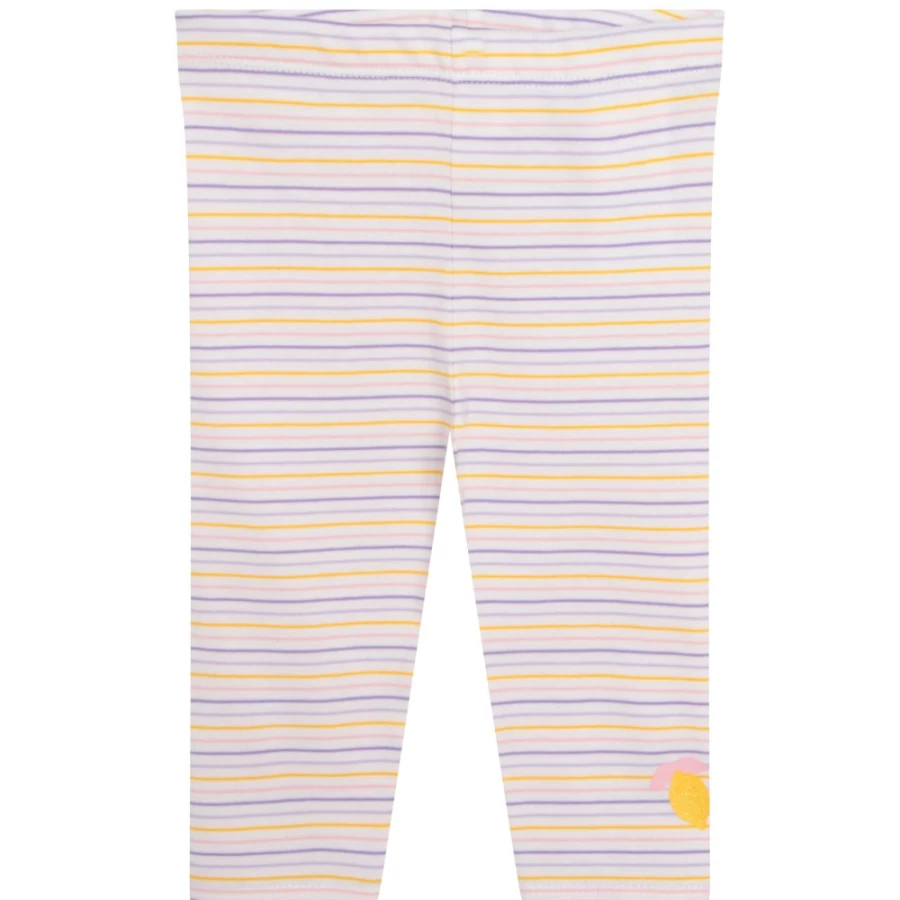 CARREMENT BEAU Girls' White Striped Leggings for Comfort & Style