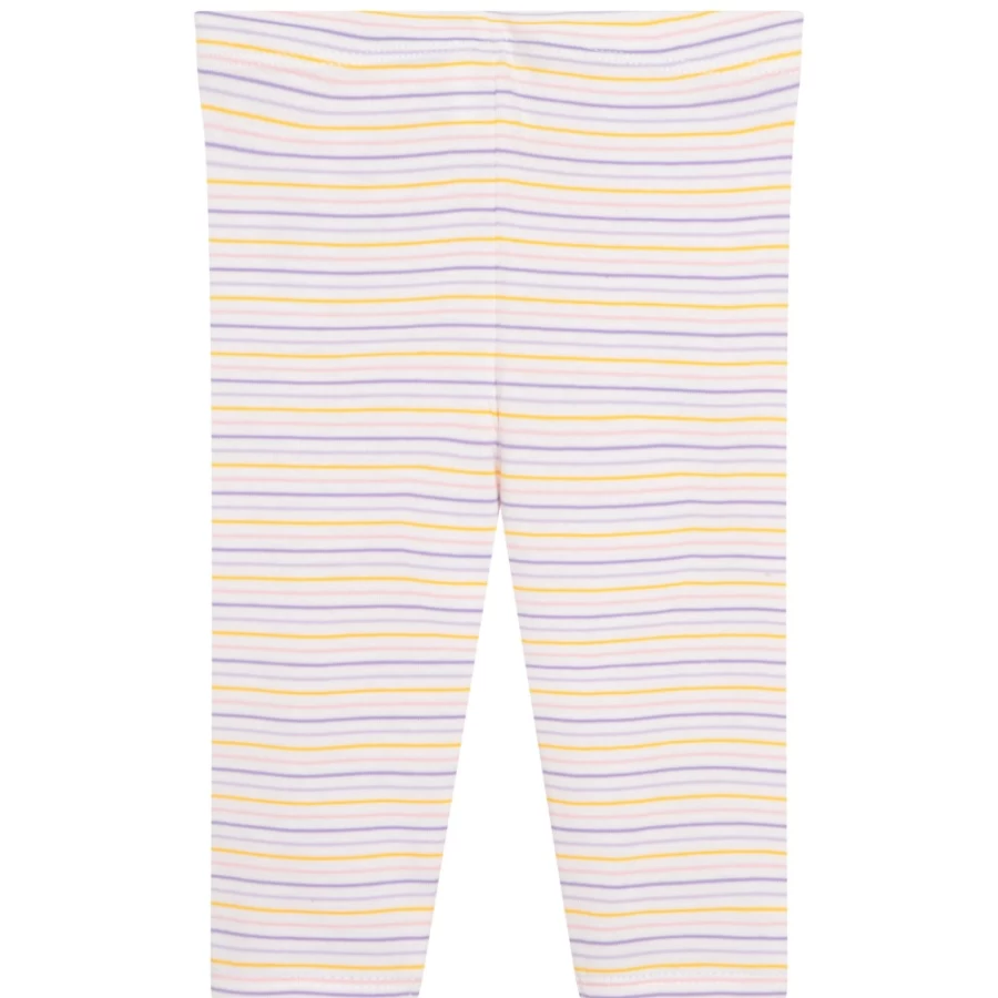 CARREMENT BEAU Girls' White Striped Leggings for Comfort & Style