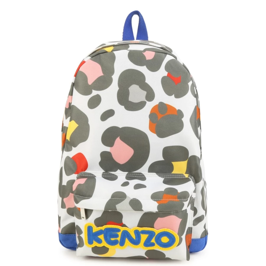 KENZO KIDS Girls' Stone Color Printed Canvas Backpack for School & Travel
