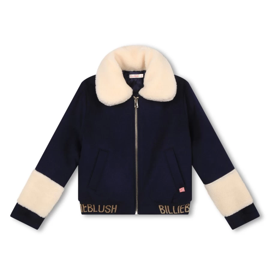 BILLIEBLUSH Navy Wool Jacket for Girls - Warm Winter Coat