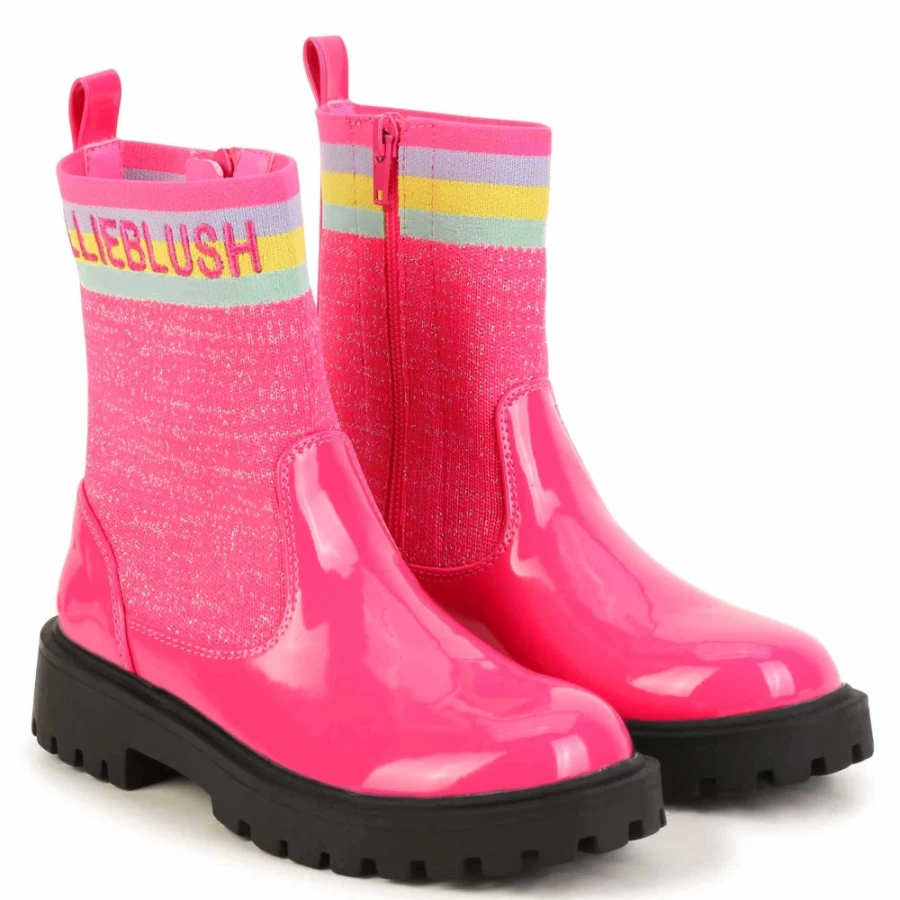 BILLIEBLUSH Pink Zipped Ankle Boots for Girls - Stylish & Comfortable Footwear
