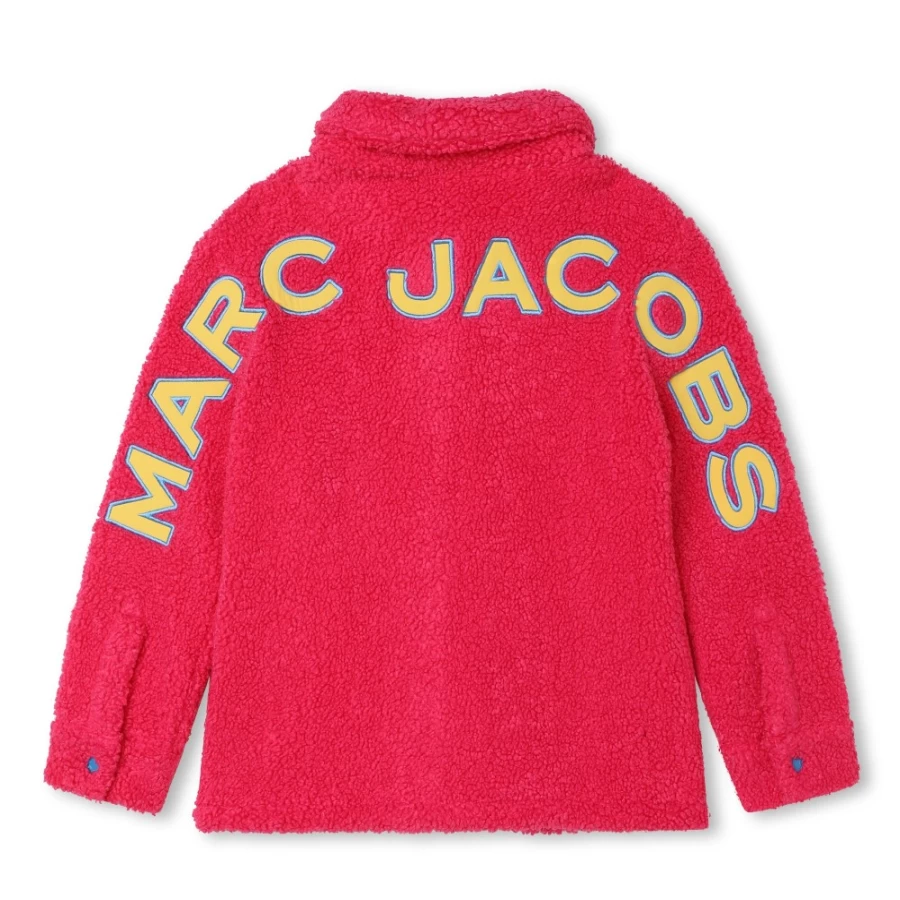 MARC JACOBS Girls Fuschia Fleece Cardigan for Kids - Soft & Cozy Pink Pullover