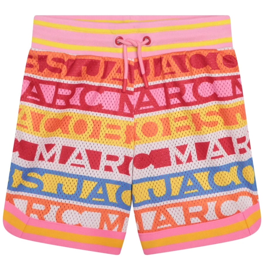 MARC JACOBS Girls' Multicolored Striped Mesh Shorts for Summer