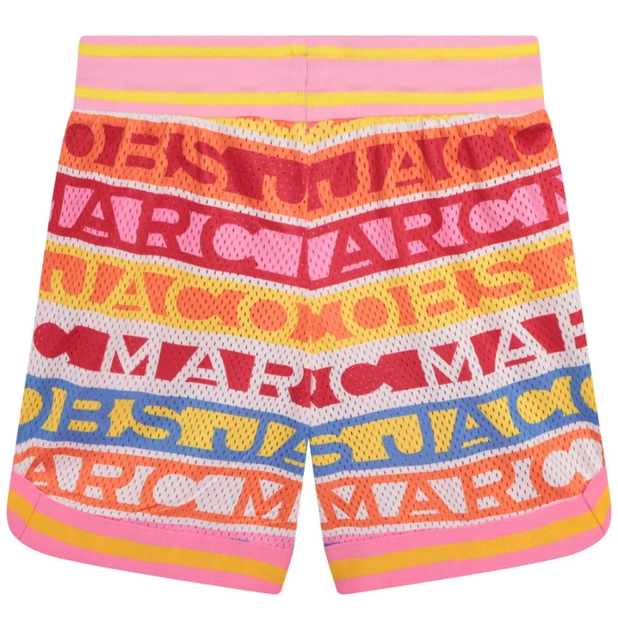 MARC JACOBS Girls' Multicolored Striped Mesh Shorts for Summer