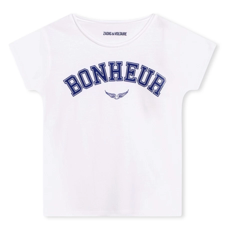ZADIG & VOLTAIRE Girls' White Cotton Short-Sleeved T-Shirt