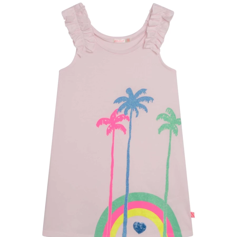 BILLIEBLUSH Girls' Pink Pale Cotton Dress with Sequins - Elegant & Sparkly Outfit