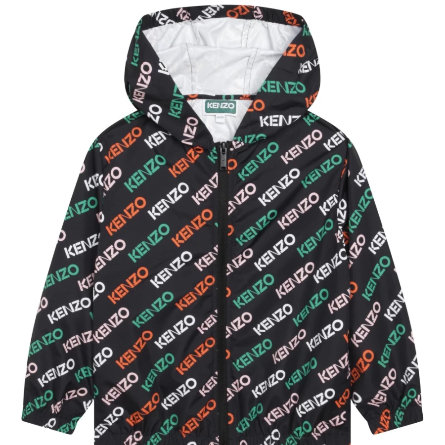 KENZO KIDS Pink Printed Hooded Windcheater for Girls