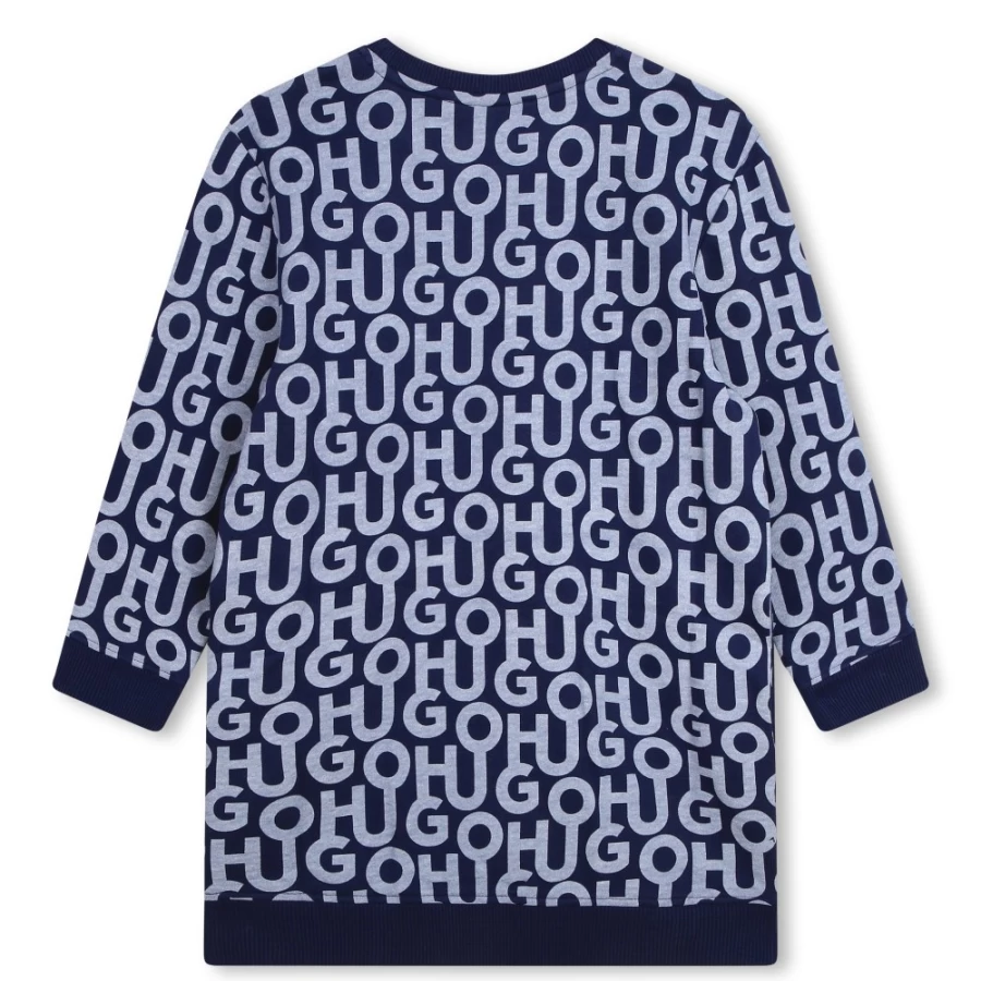 HUGO Girls Medieval Blue Printed Straight Fleece Dress