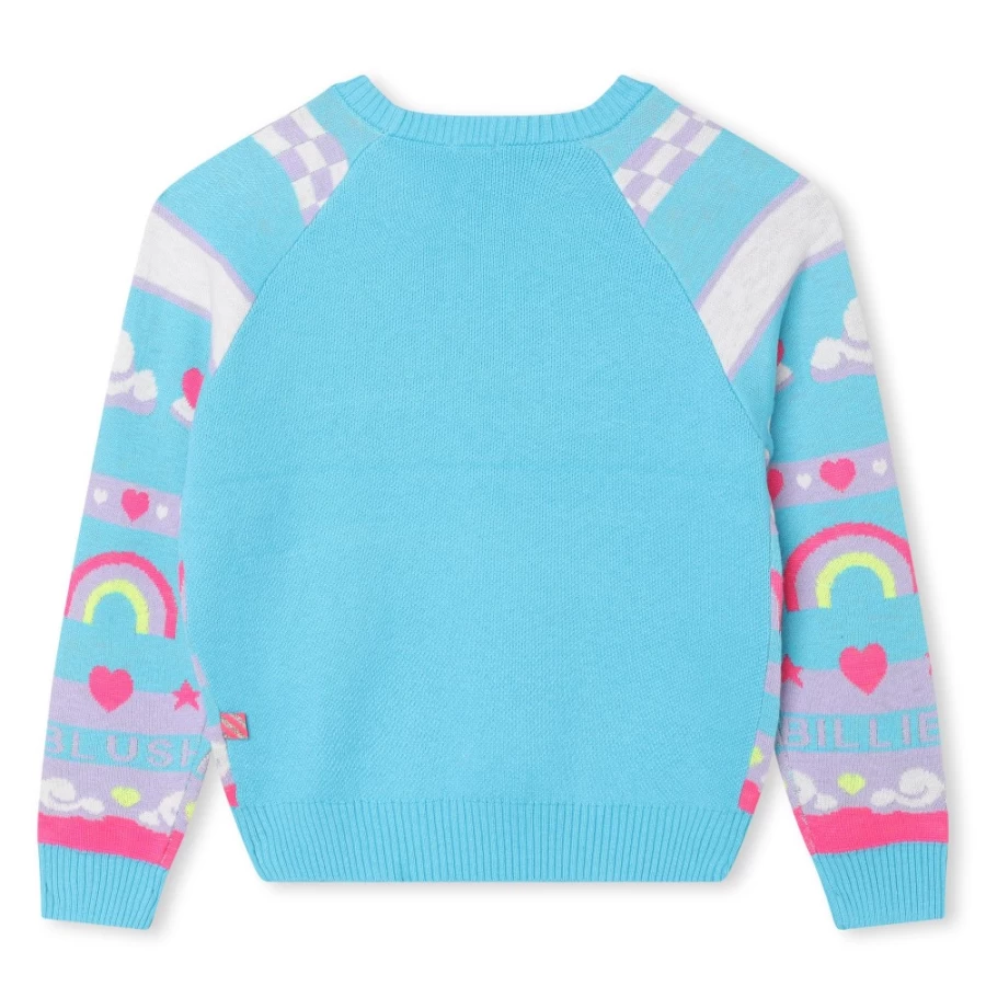 BILLIEBLUSH Blue Dish Knitted Christmas Jumper for Girls - Festive Holiday Sweater