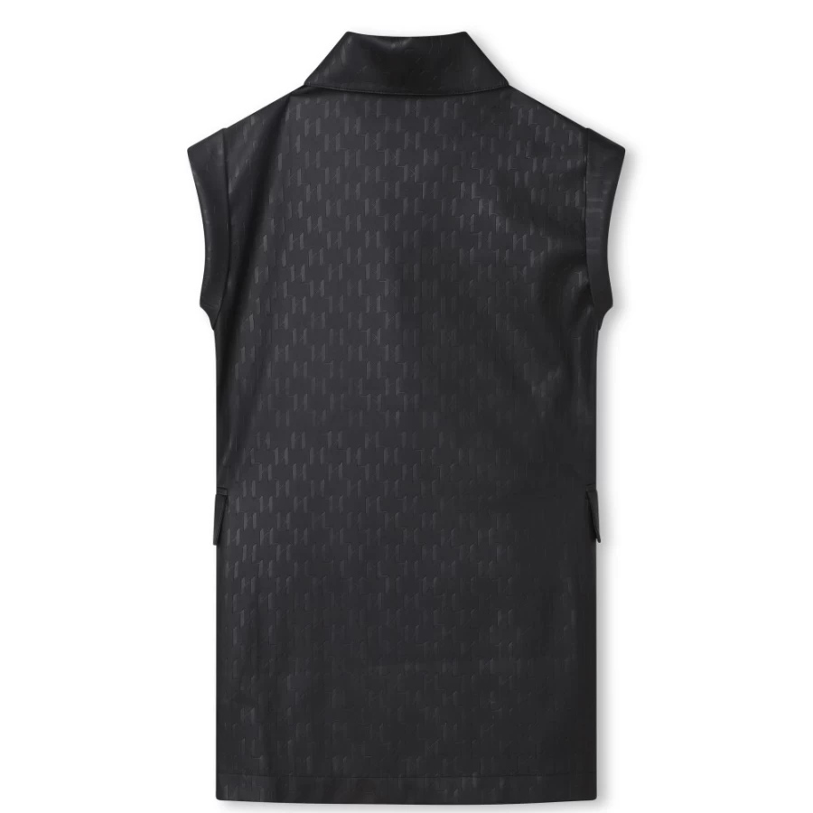 KARL LAGERFELD KIDS Black Sleeveless Coated Dress for Girls