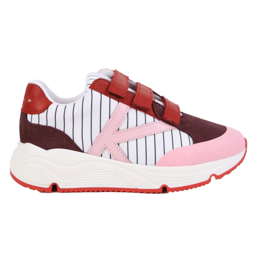 KENZO KIDS Girls' Ivory Dual-Fabric Velcro Sneakers for Comfort and Style