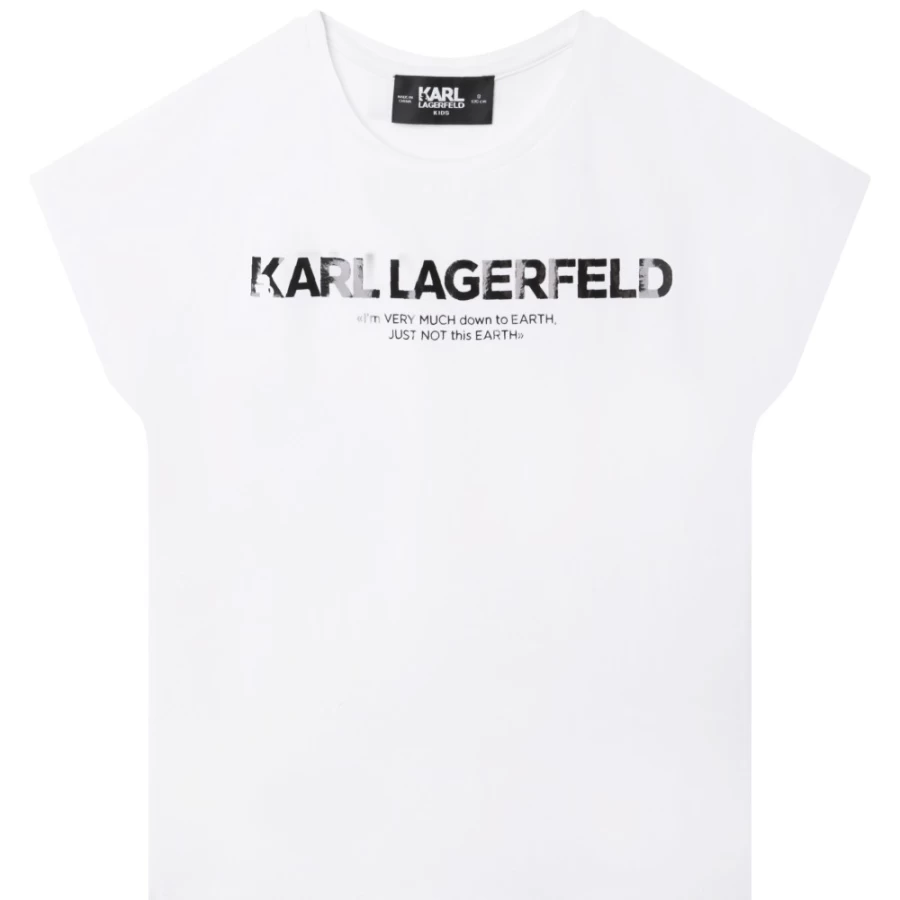 KARL LAGERFELD KIDS Girls White Short-Sleeved Cotton T-Shirt for Kids