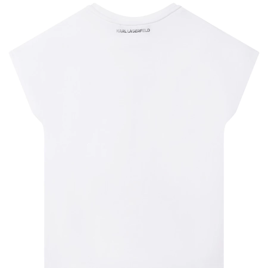 KARL LAGERFELD KIDS Girls White Short-Sleeved Cotton T-Shirt for Kids