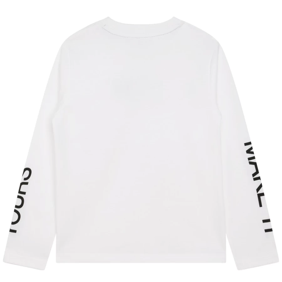 DKNY Girls' White Long-Sleeve T-Shirt for Kids - Soft Cotton Top
