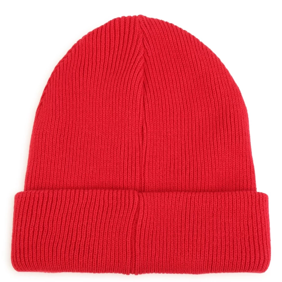 KENZO KIDS Bright Red Cotton Beanie for Girls - Soft Winter Hat