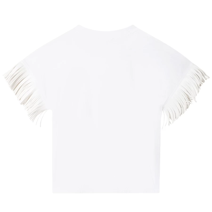 DKNY Girls' White Short-Sleeved Cotton T-Shirt - Casual Comfort Fit Tee for Kids