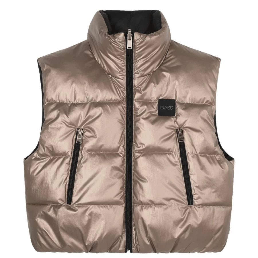 BOSS Girl's Black Reversible Zip-Up Puffer Jacket