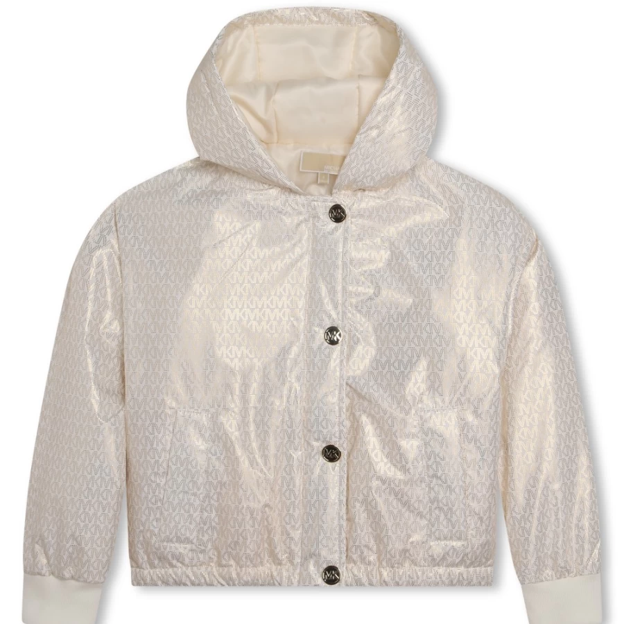 MICHAEL KORS Girls' Light Gold Lightweight Hooded Jacket for Stylish Comfort