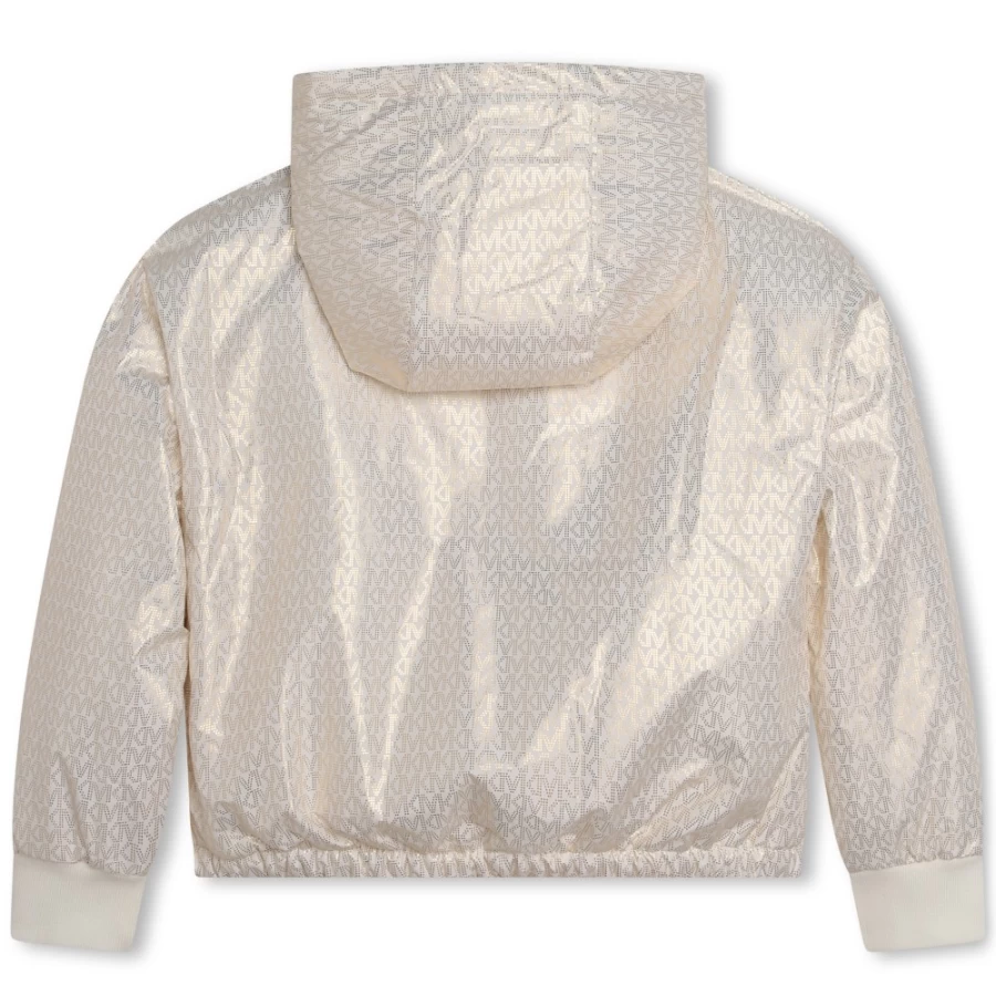 MICHAEL KORS Girls' Light Gold Lightweight Hooded Jacket for Stylish Comfort