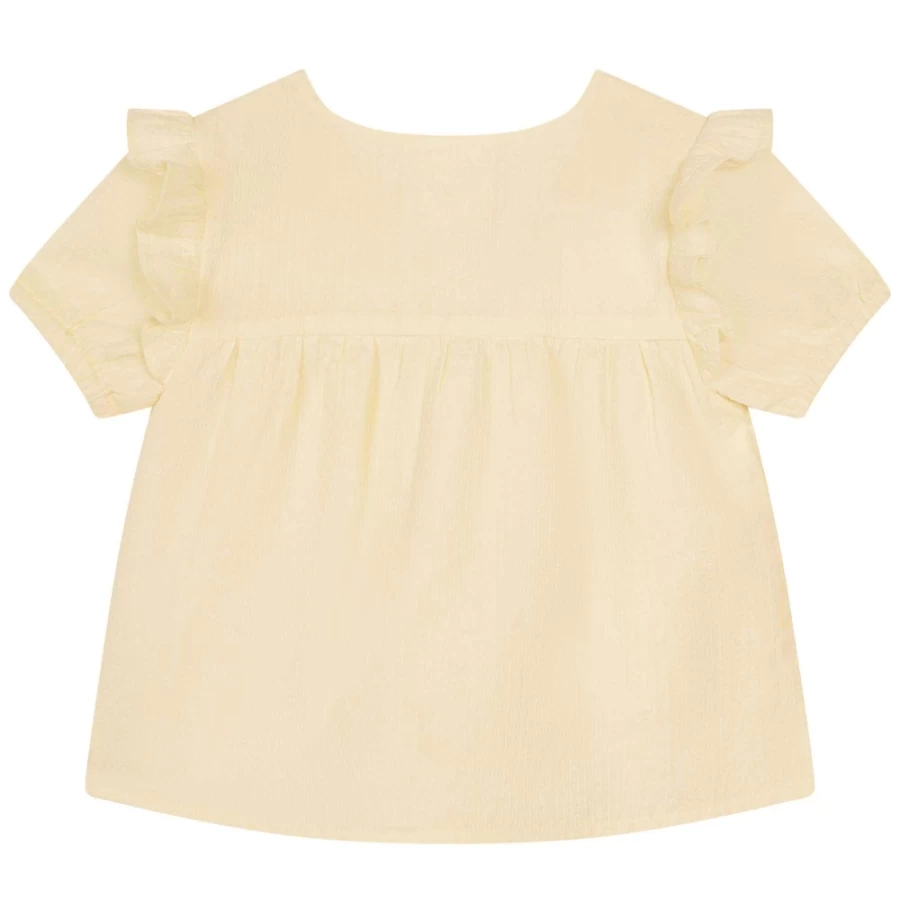 CARREMENT BEAU Yellow Embroidered Frill Blouse for Girls