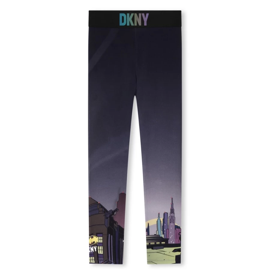 DKNY Girls' Black Printed Cotton Leggings for Comfort & Style