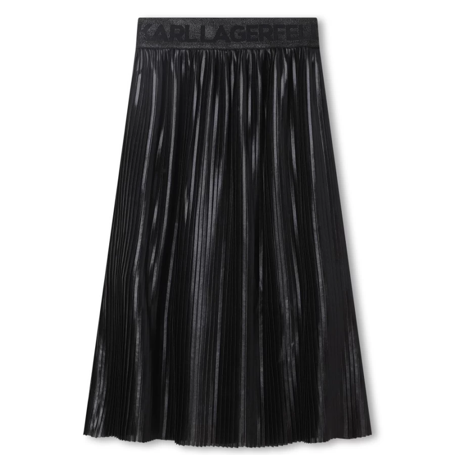 KARL LAGERFELD KIDS Black Pleated Mid-Length Skirt for Girls