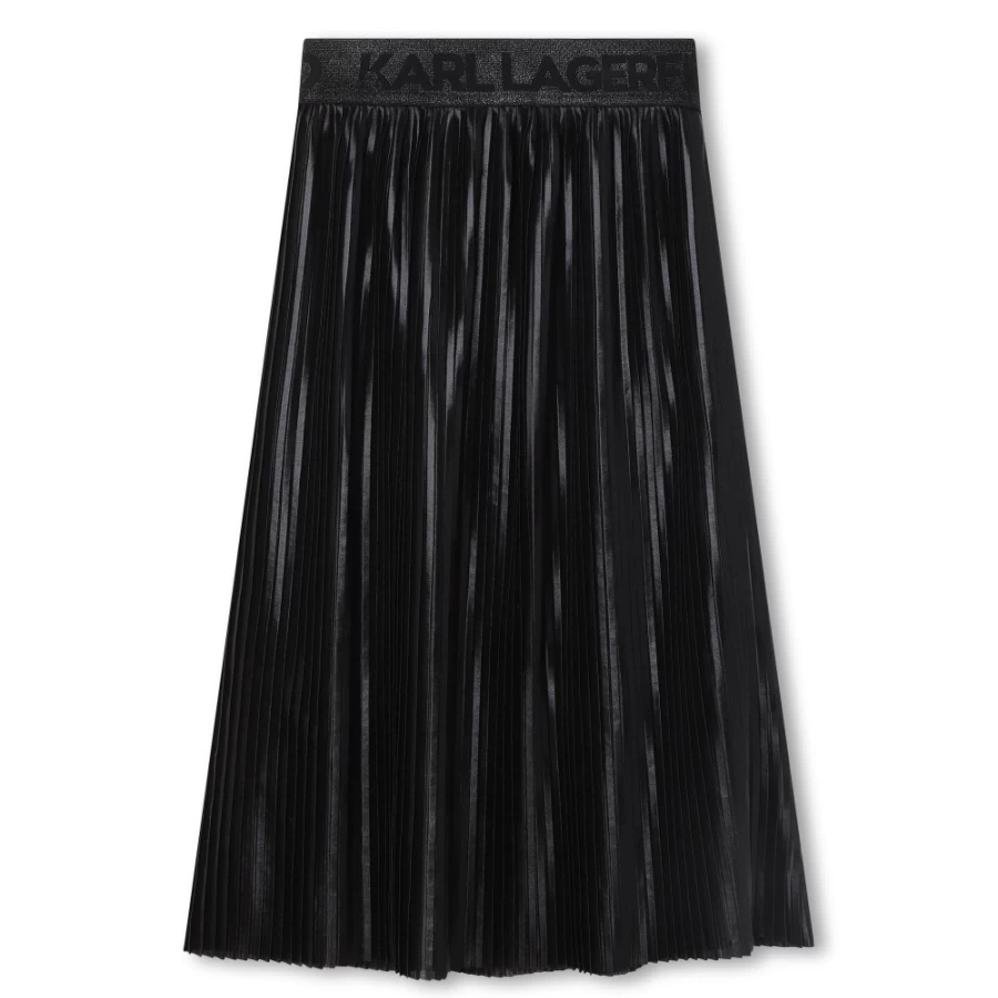 KARL LAGERFELD KIDS Black Pleated Mid-Length Skirt for Girls