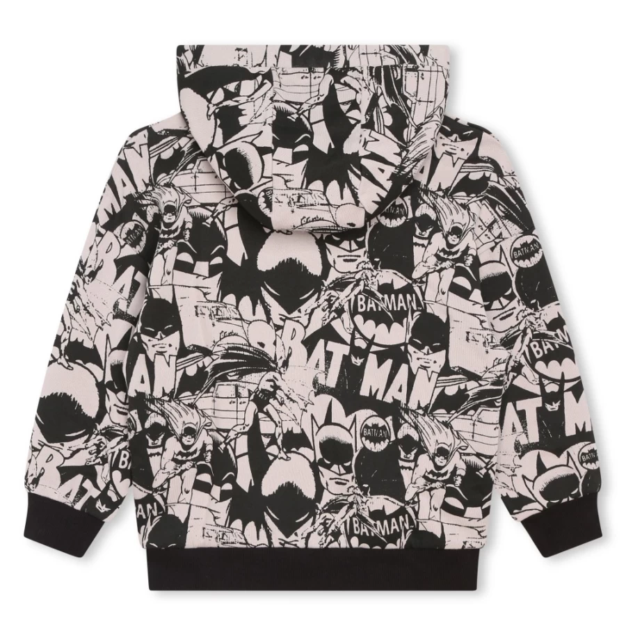 DKNY Girls' Black Hooded Fleece Cardigan for Kids - Cozy Winter Wear