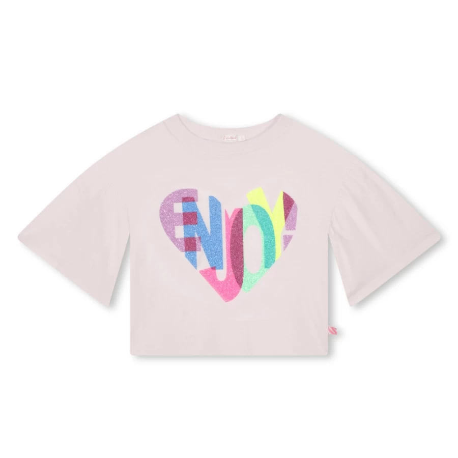 BILLIEBLUSH Girls' Pink Pale Short-Sleeved T-Shirt | Soft Cotton Casual Top