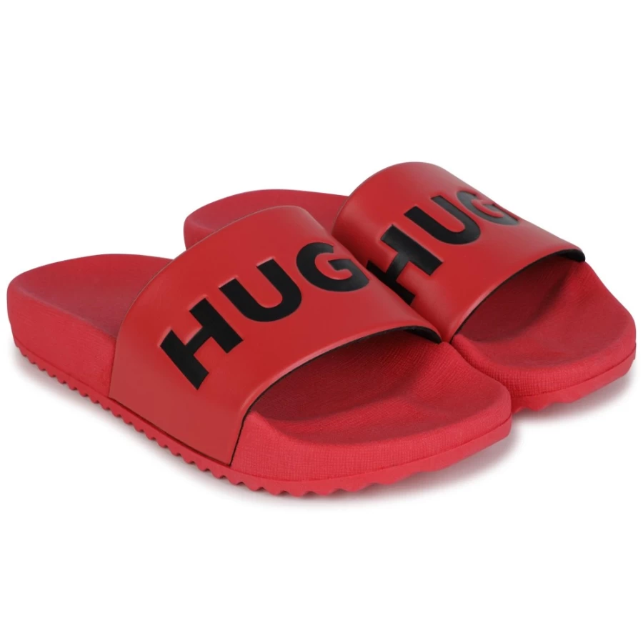 HUGO Bright Red Flip-Flops for Girls - Stylish Logo Sandals