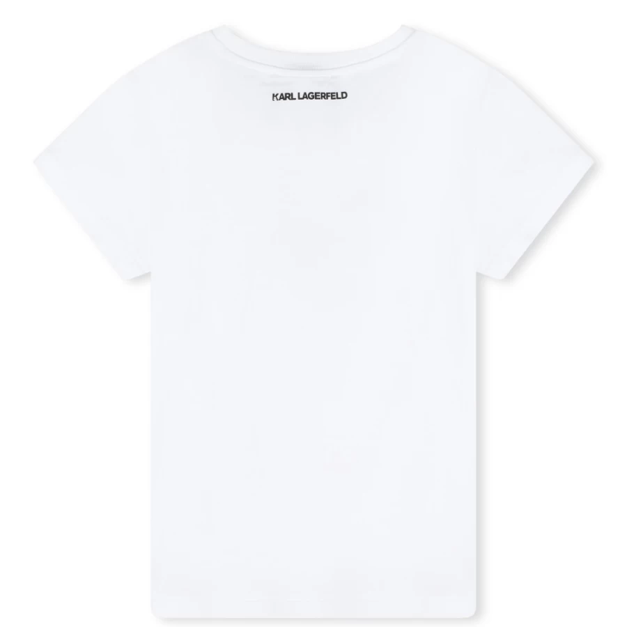 KARL LAGERFELD KIDS Girls White Cotton Modal Blend T-Shirt