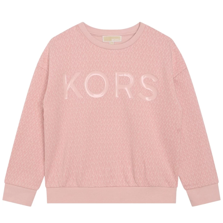 MICHAEL KORS Girls Salmon Fleece Sweatshirt - Cozy Pullover for Kids