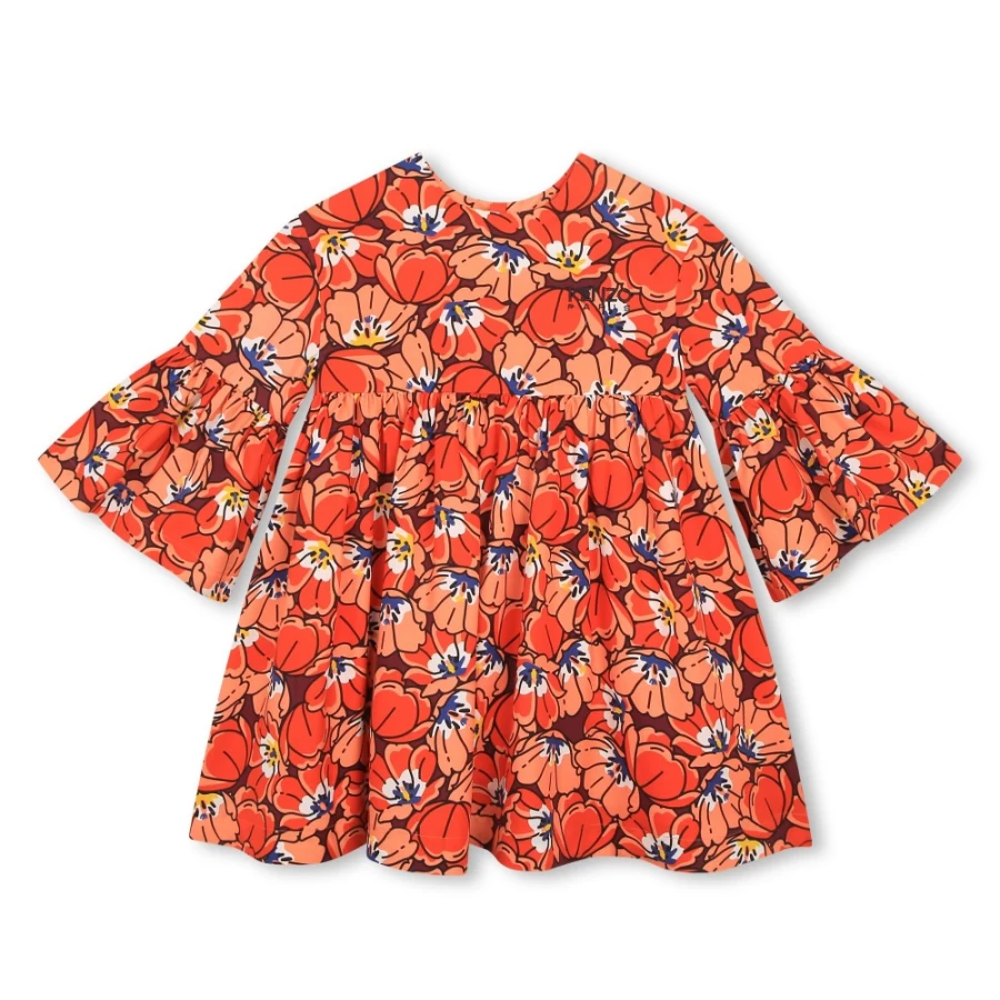 KENZO KIDS Girls Peach Printed Zip-Up Dress