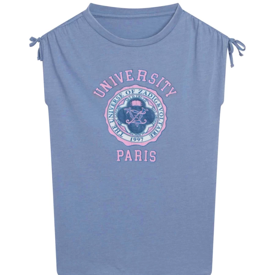 ZADIG & VOLTAIRE Navy Round-Neck Crest Embroidered Dress for Girls