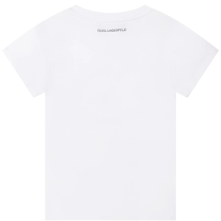 KARL LAGERFELD KIDS Girls' White Cotton Modal Blend T-Shirt
