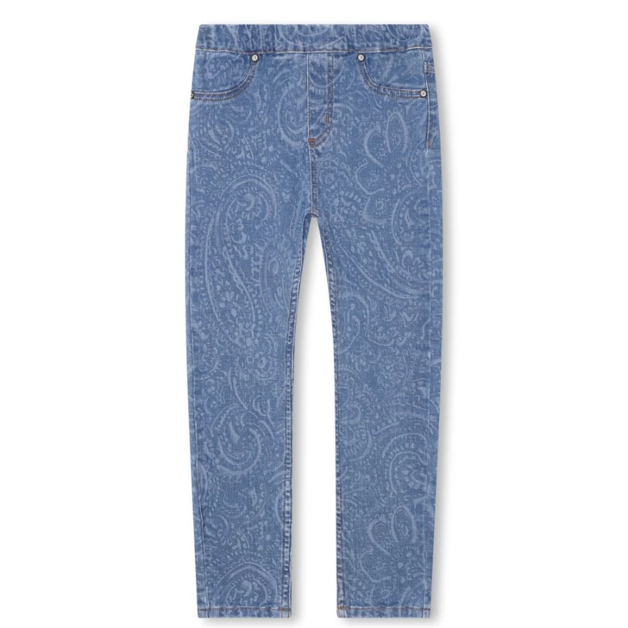 HUGO Girl's Denim Blue Printed Denim Trousers for Girls