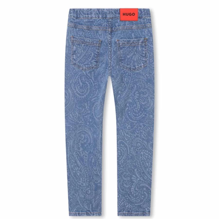 HUGO Girl's Denim Blue Printed Denim Trousers for Girls