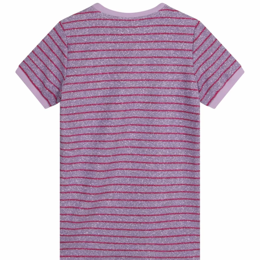 LANVIN Girls' Lilac Striped Fleece Dress - Soft & Cozy Winter Wear