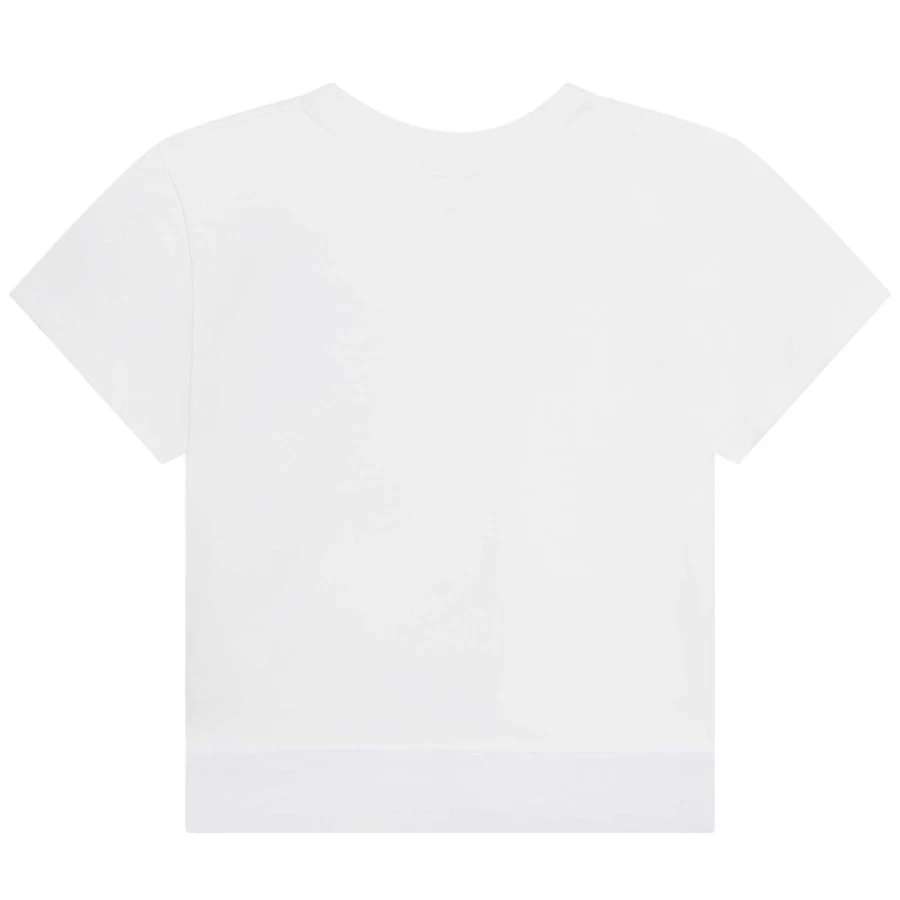 DKNY Girls' White Short-Sleeved Cotton T-Shirt for Casual Wear