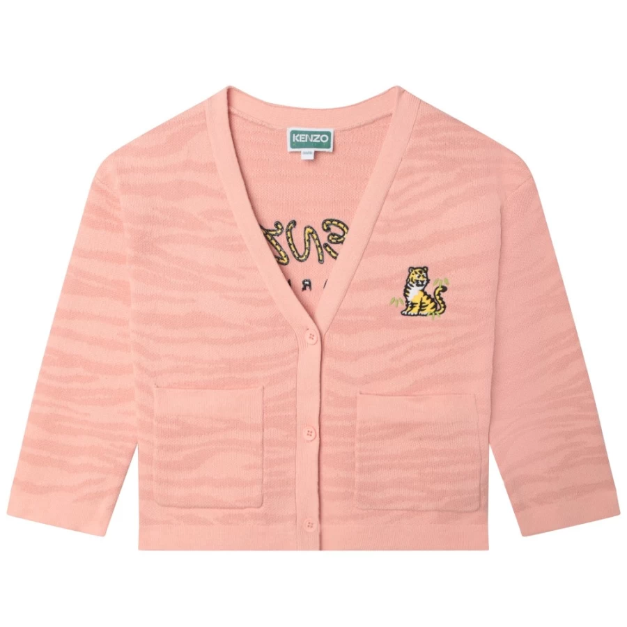 KENZO KIDS Pink Knitted Cardigan for Girls - Soft & Stylish