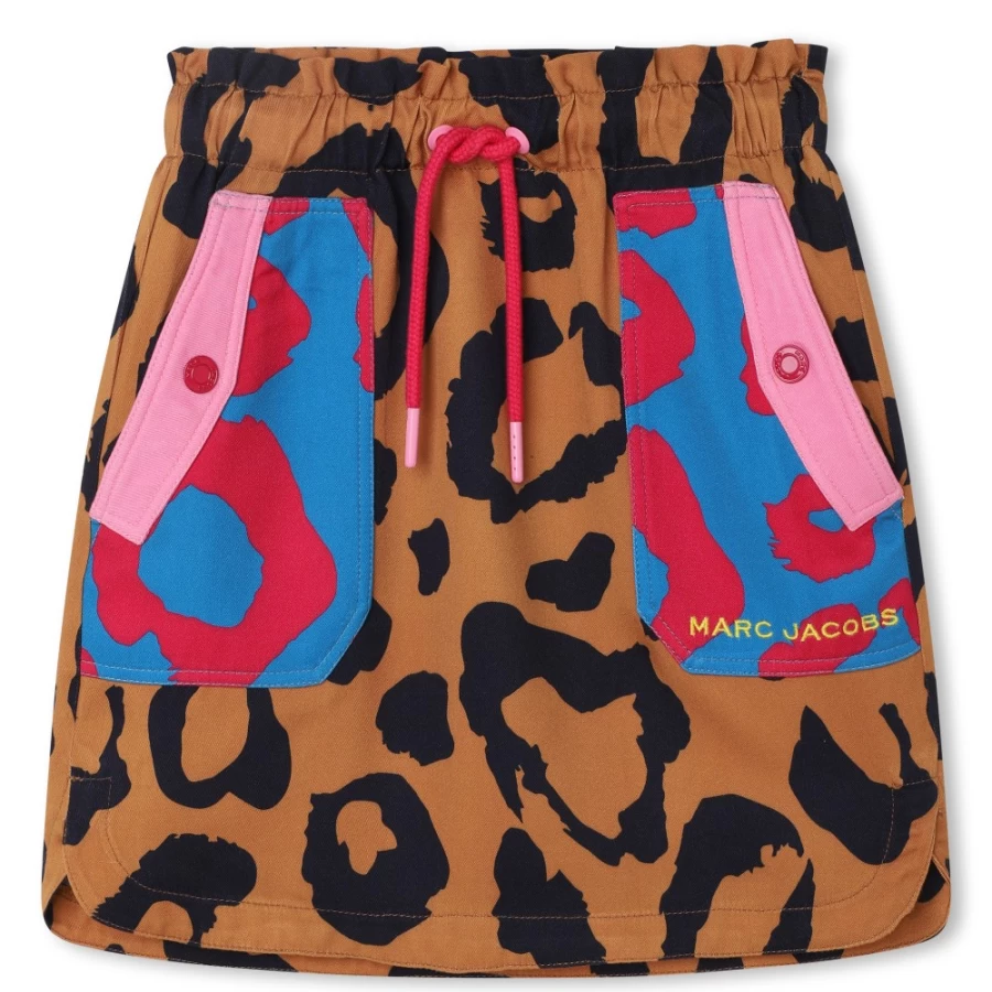 MARC JACOBS Girls Leopard-Print Skirt - Multicoloured Animal Pattern Mini Skirt for Kids