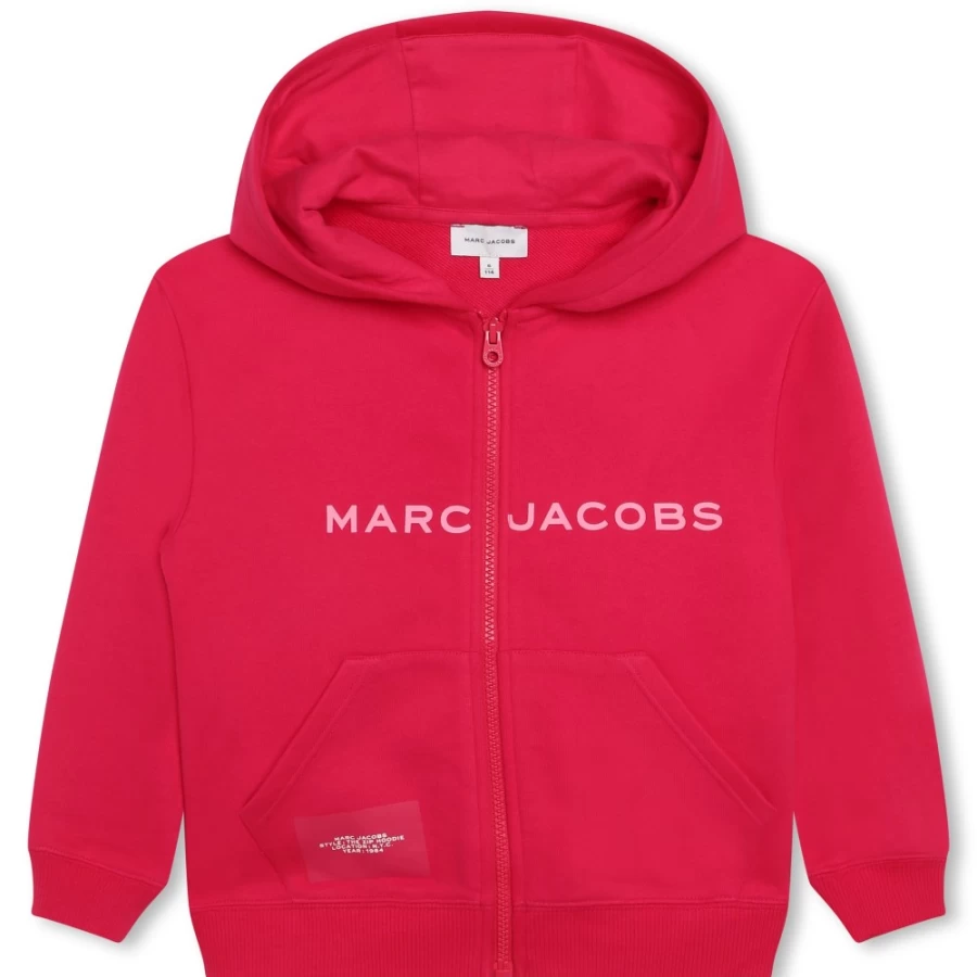 MARC JACOBS Girls Fuschia Zip-Up Fleece Hoodie Sweatshirt for Kids