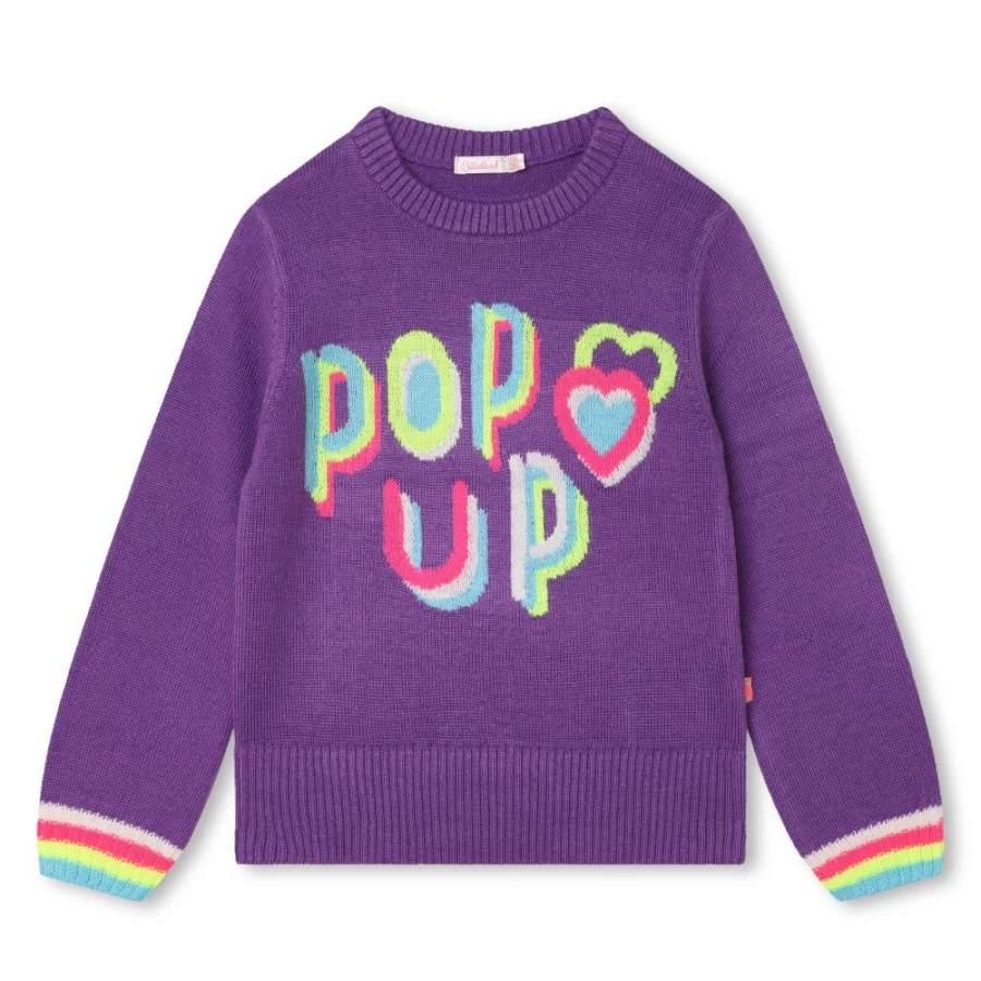 BILLIEBLUSH Purple Tricot Jumper for Girls - Soft Knit Sweater