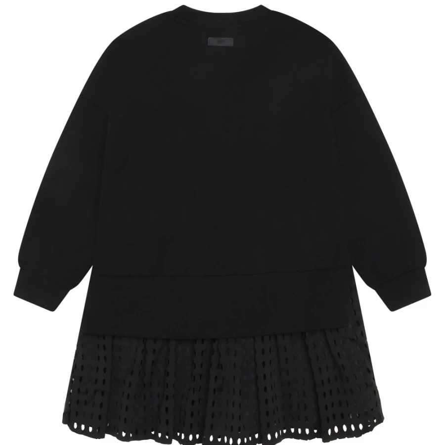 DKNY Girls' Black 2-In-1 Bi-Material Dress - Stylish & Comfortable Dual-Fabric Design