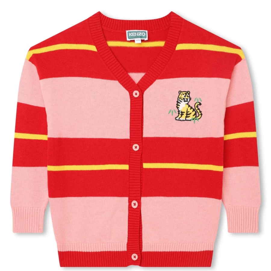 KENZO KIDS Girl's Nude Embroidered Knit Cardigan - Elegant & Stylish