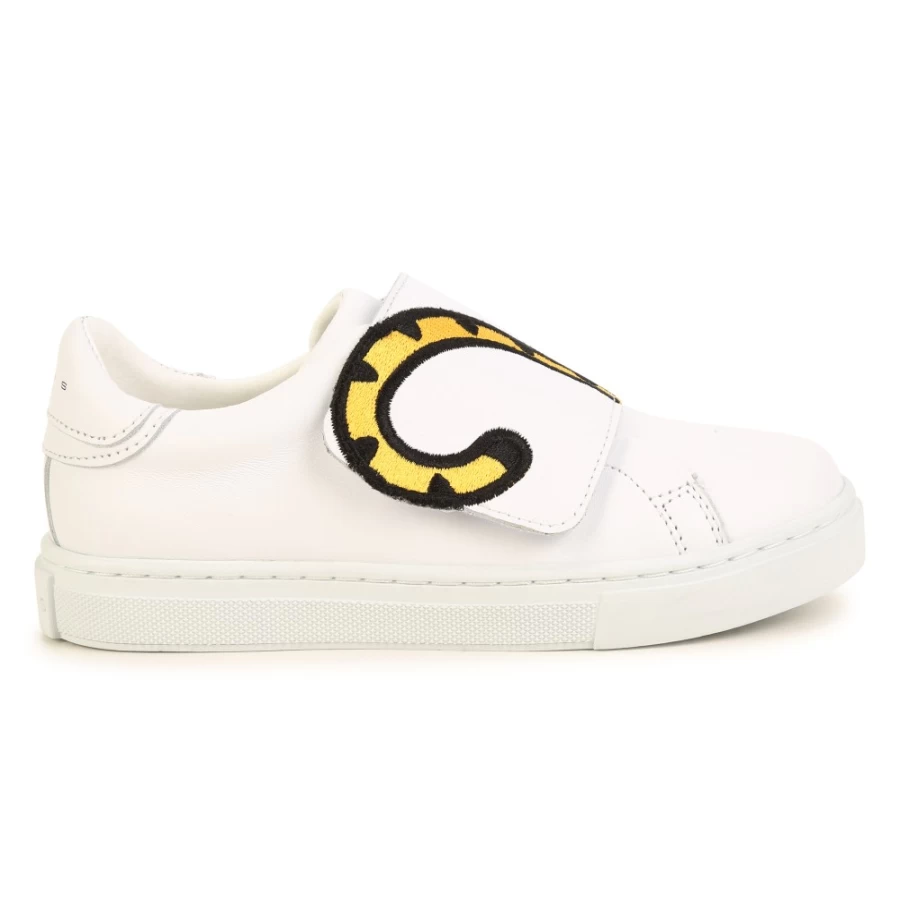 KENZO KIDS White Embroidered Leather Trainers for Girls - Stylish Comfort & Elegant Design
